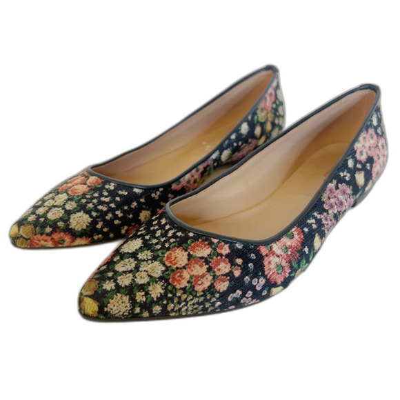 Sundance Marais Black Velvet Floral Pointed Toe Flats Women's Size 9-9.5 - Picture 6 of 8